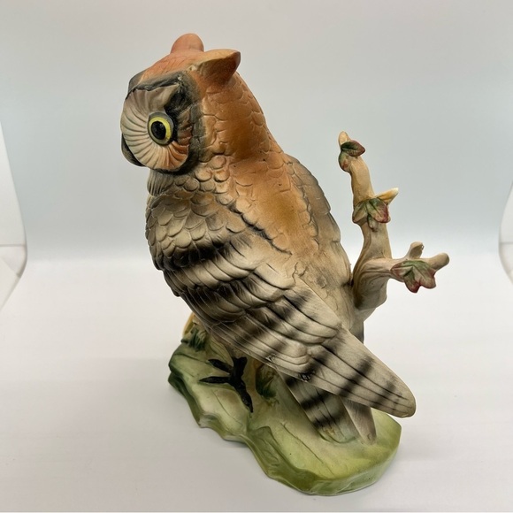 Vintage Great Horned Owl Ceramic Figurine Enesco Japan E-1450 8”x6” EUC - Picture 4 of 8
